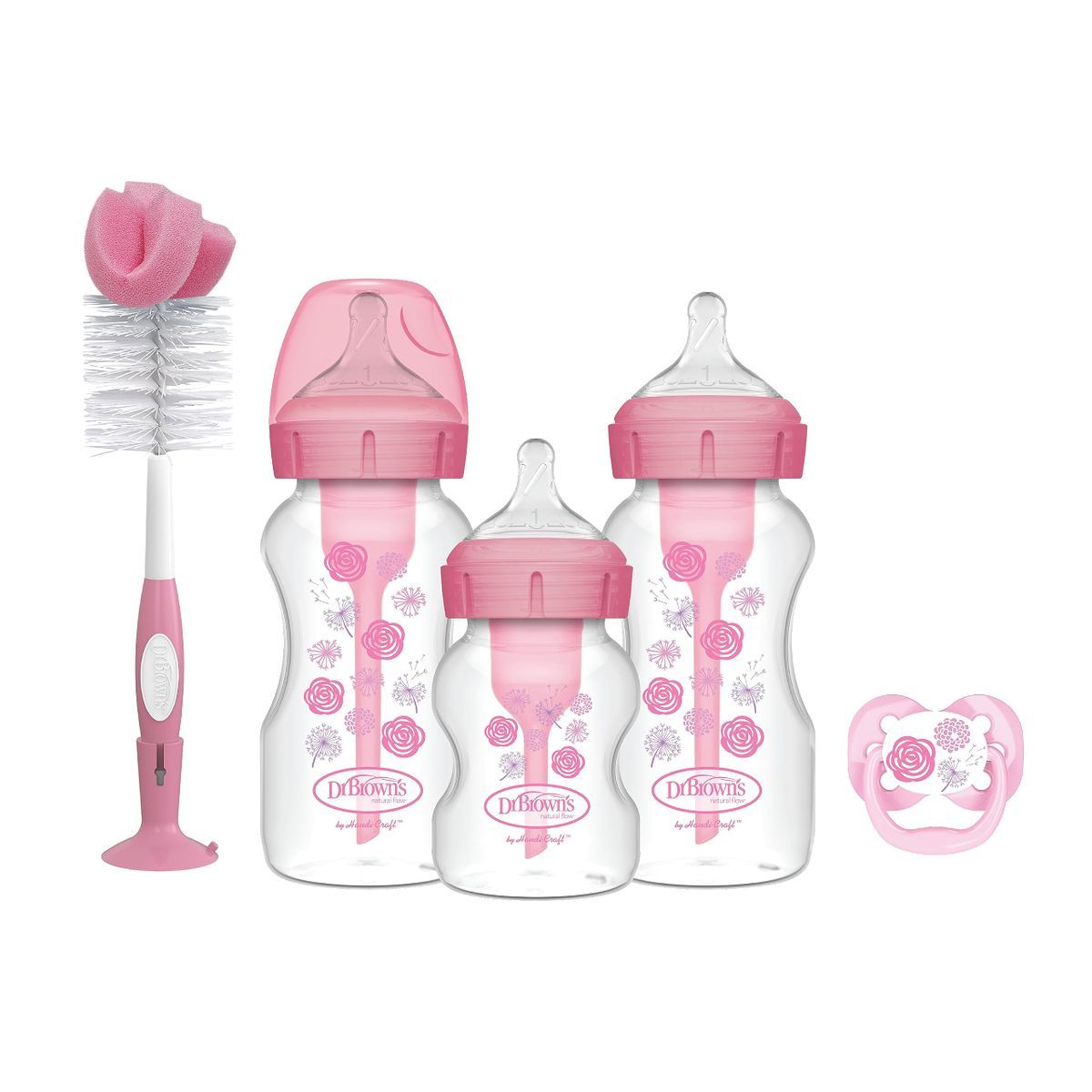 Dr. Brown's Pack de Regalo Boca Ancha Options+ Anti-Colic Rosa