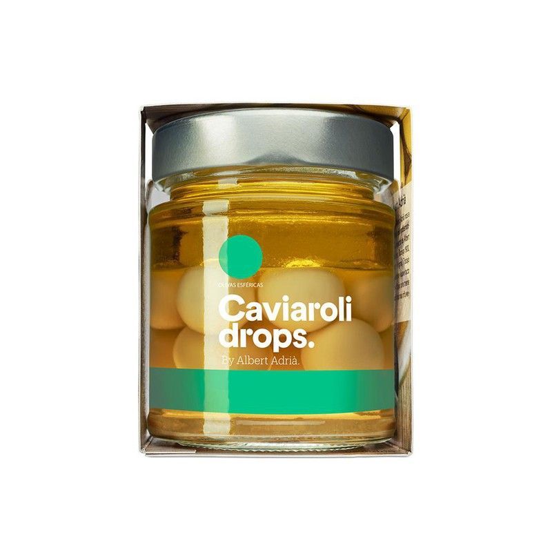 Drops aceitunas verdes esferificadas  caviaroli albert adria