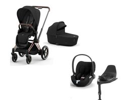 Dúo Cybex Priam Chasis Rose Gold (Capazo + Silla Deep Black) + Cloud T i-Size Sepia Black + Base isofix T de Cybex