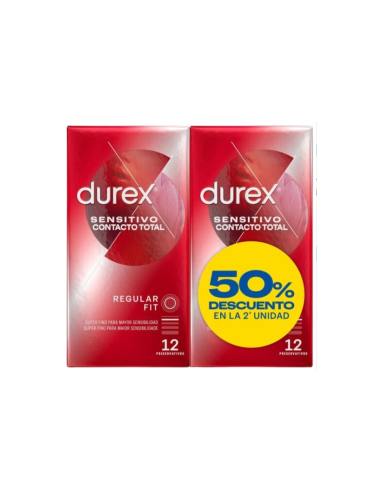 Durex Pack Sensitivo Contacto Total 2ª Unidad al 50%