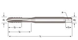 E216 - dormer hss-e brillante m  m machos de máquina, dientes alternos entrada en hélice entrada en hélice din 371