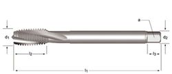 E258 - dormer hss-e brillante m  m machos de máquina estrías helicoidales a 15° estrías helicoidales a 15° din 376
