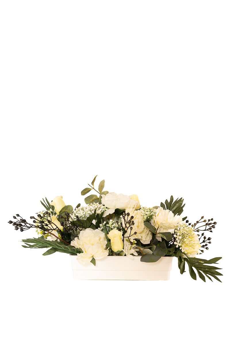 Elegante centro de cementerio en color blanco