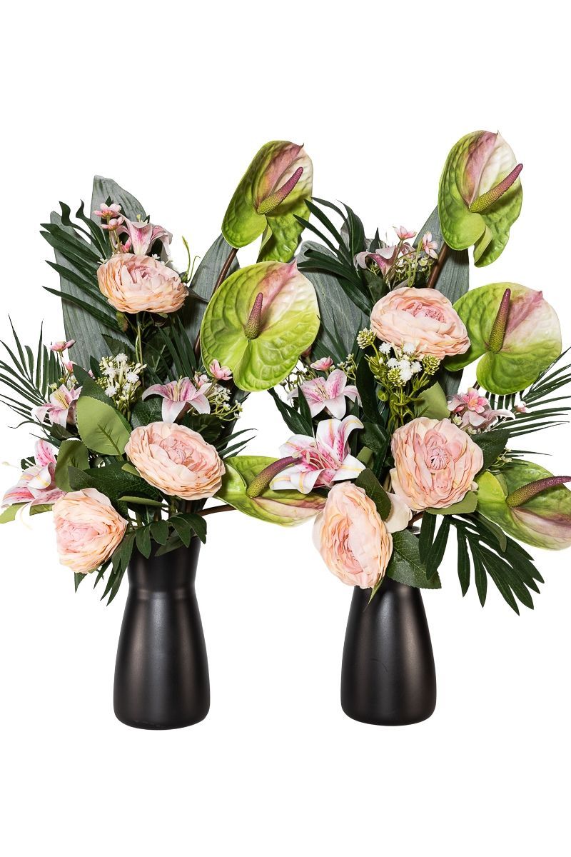 Elegante ramo de cementerio en tonos rosa pastel