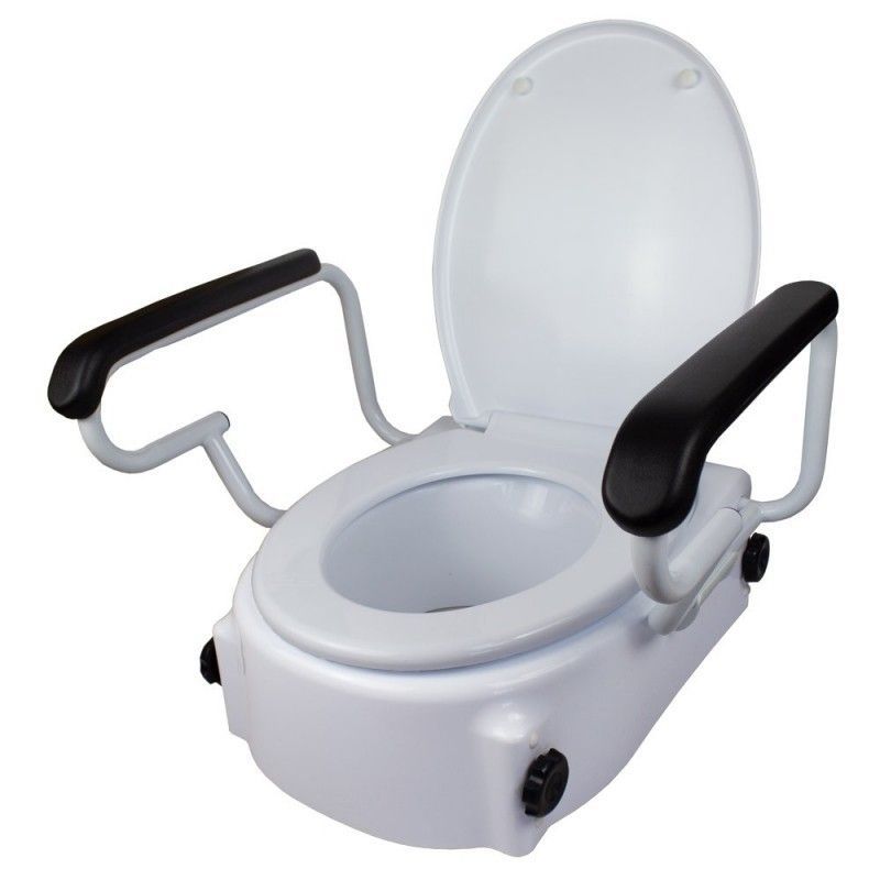 Elevador WC ,Con tapa ,Adaptable ,Regulable, Inclinable ,Reposabrazos abatibles