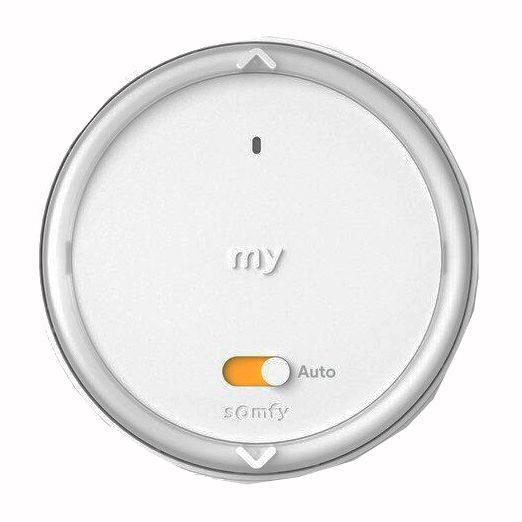 Emisor de pared Somfy radio IO: Amy 1 Modes A/M con tapa redonda (Posiblidad de desvincularse de una centralización - Sensor de temperatura interior integrado). Valido para persianas orientables.