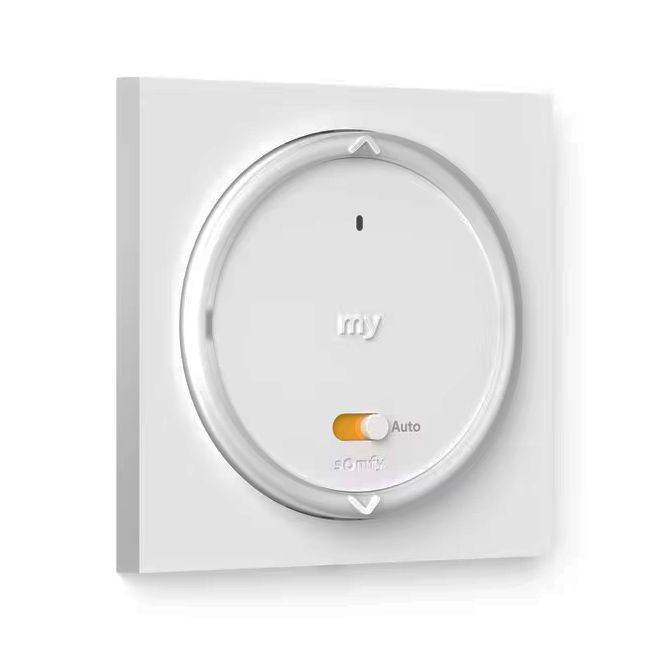 Emisor de pared Somfy radio IO: Amy 1 Modes A/M + marco cuadrado (Sensor de temperatura interior integrado) . Valido para persianas orientables.