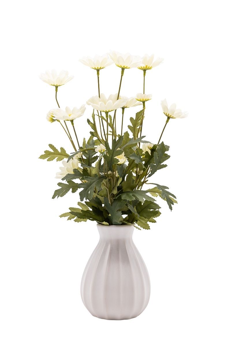 Encantador arreglo floral artificial de margaritas blancas