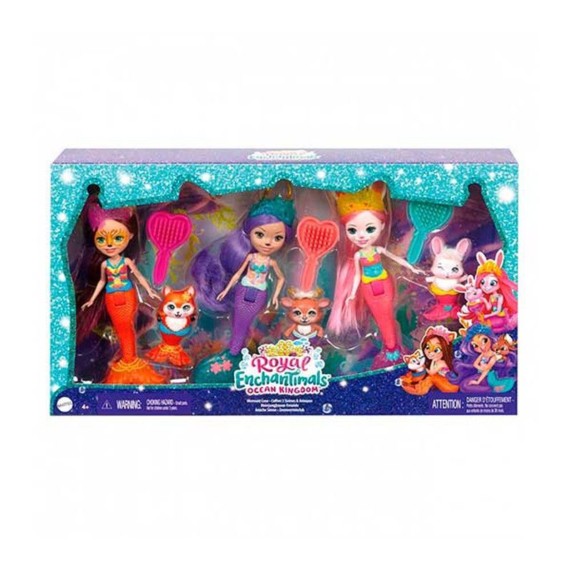 Enchantimals - Pack 3 Sirenas Muñecas con Mascotas