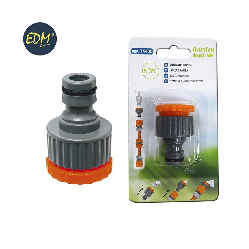 Enchufe rapido con adaptador r/h 1/2 y 3/4 (blister) edm