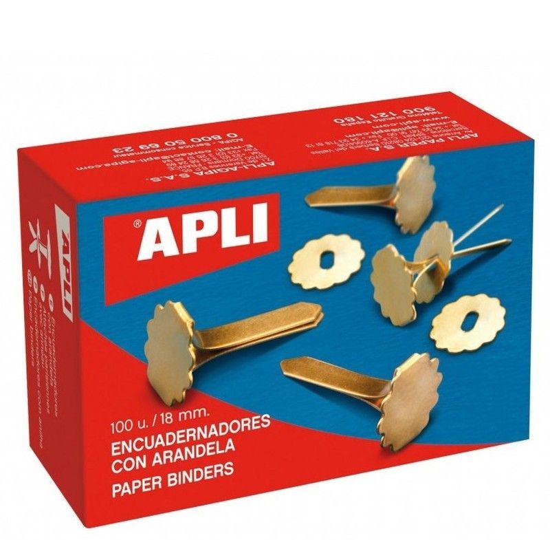 Encuadernadores metálicos con arandela 18 mm 100 u.