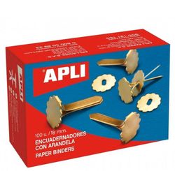 Encuadernadores metálicos con arandela 18 mm 100 u.