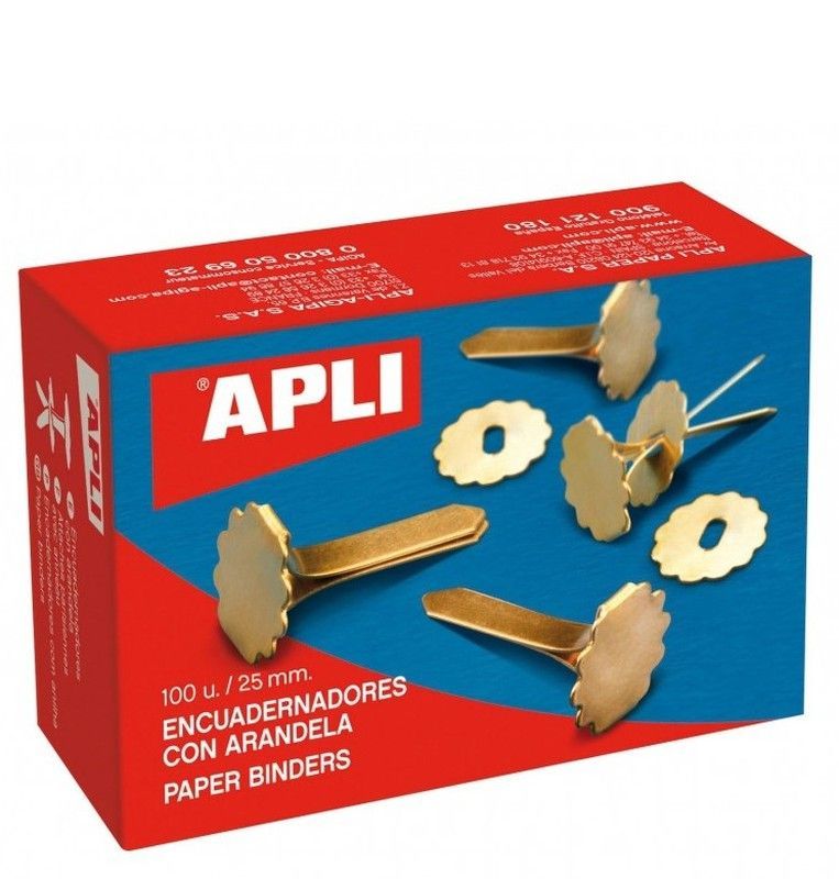 Encuadernadores metálicos con arandela 25 mm 100 u.