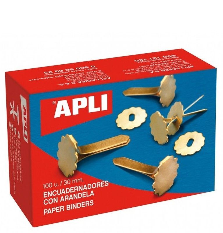 Encuadernadores metálicos con arandela 30 mm 100 u.