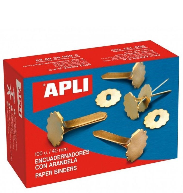Encuadernadores metálicos con arandela 40 mm 100 u.