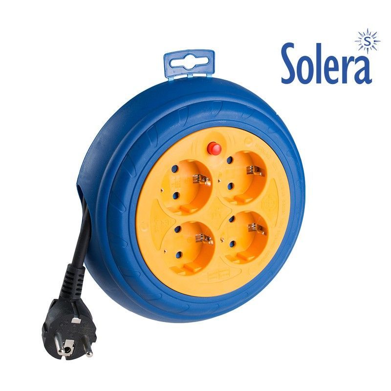 Enrollacables 4 tomas 3m de cable 3g1,5 solera
