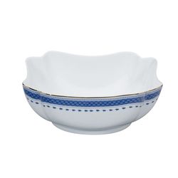 Ensaladera de porcelana en blanco y azul, 23,1 x 23,1 x 9,4 cm | Cozinha Velha