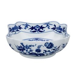 Ensaladera grande de porcelana en blanco y azul, 23,1 x 23,1 x 9,4 cm | Margão