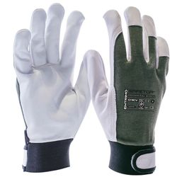 ENTRIMO, Guante piel - algodón verde cierre velcro