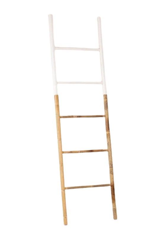 Escalera de bambú para decoración bicolor blanco/natural