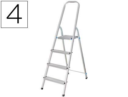 Escalera Q-Connect de Aluminio 4 Peldaños 860X462X1470 mm Peso Maximo 150 Kg En-131