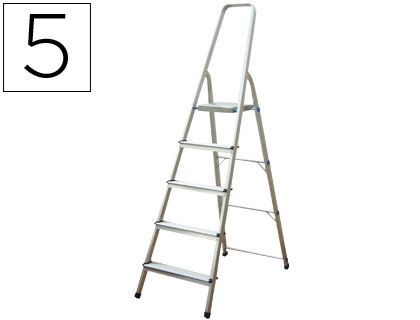 Escalera Q-Connect de Aluminio 5 Peldaños 1062X483X1675 mm Peso Maximo 150 Kg En-131