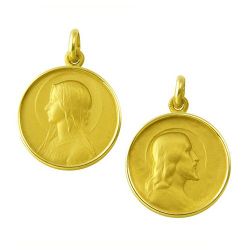 Escapulario Oro 18kts Ave Velo/Cristo Salvador Bisel 19mm ME1/9/100/19
