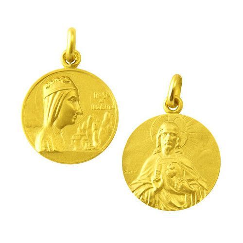 Escapulario Oro 18kts Nuestra Sra. de Montserrat/Sagrado Corazon 20mm ME1/1/70/20