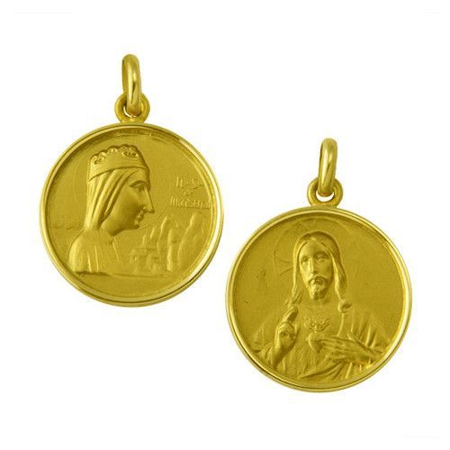 Escapulario Oro 18kts Nuestra Sra. de Montserrat/Sagrado Corazon 21mm ME1/9/70/21