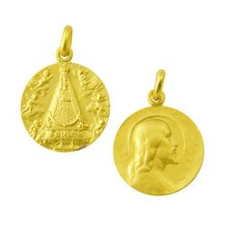 Escapulario Oro 18kts Virgen Begońa / Cristo Salvador 25mm ME1/16/83/25
