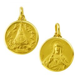 Escapulario Oro 18kts Virgen Begońa / Sagrado Corazon 22mm ME1/4/112/22