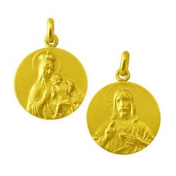 Escapulario Oro 18kts Virgen Del Carmen/Sagrado Corazón 18mm ME1/1/18