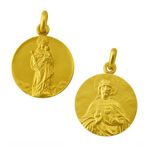 Escapulario Oro 18kts Virgen Del Carmen / Sagrado Corazon 20mm ME1/1/121/20