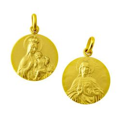 Escapulario Oro 18kts Virgen Del Carmen / Sagrado Corazon 20mm ME1/16/20/1