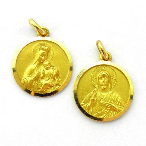 Escapulario Oro 18kts Virgen del Carmen / Sagrado Corazon 20mm ME1/5/20