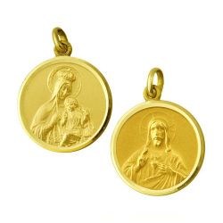 Escapulario Oro 18kts Virgen Del Carmen/Sagrado Corazón Bisel 16mm ME1/11/16