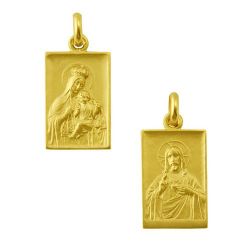 Escapulario Oro 18kts Virgen Del Carmen/Sagrado Corazón Rectangular 16x11mm ME1/27/16