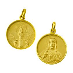 Escapulario Oro 18kts Virgen del Pilar / Sagrado Corazon 17mm ME1/11/70/22
