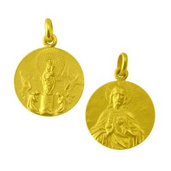 Escapulario Oro 18kts Virgen del Pilar / Sagrado Corazon 18mm ME1/1/49/18