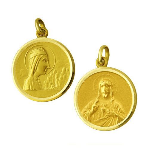 Escapulario Oro 18kts Virgen del Pilar / Sagrado Corazon 20mm ME1/11/70/18