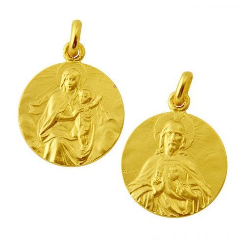 Escapulario Oro 18kts Virgen Del Socorro / Sagrado Corazon 18mm ME1/1/123/18
