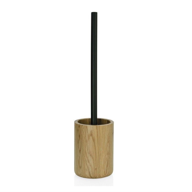 Escobilla de Acero Inoxidable y de Madera Natural/Negro, Ø10x39cm
