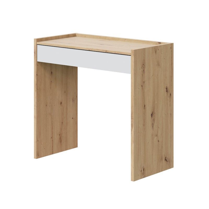 Escritorio de madera natural y blanco, 81,5x40x77 cm | NOA