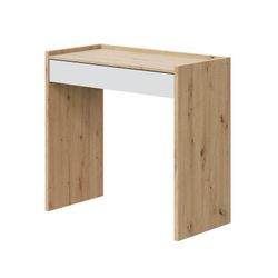 Escritorio de madera natural y blanco, 81,5x40x77 cm | NOA