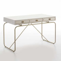 Escritorio de Metal y Madera Dorado/Blanco, 120x60x76 cm