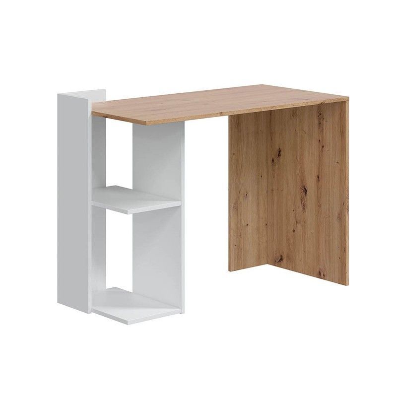 Escritorio reversible de madera natural/blanco, 100 x 52 x 78 cm | KENIA