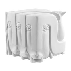 Escultura Guerra y Paz de porcelana biscuit en blanco, 16 x 16 x 16,2 cm | Gárgulas