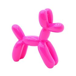 Escultura Perro globo rosa de poliresina S 41 x 13 x 41 cm