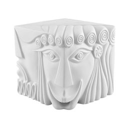 Escultura Tragedia y Comedia de porcelana biscuit en blanco, 15,9 x 15,9 x 15,3 cm | Gárgulas