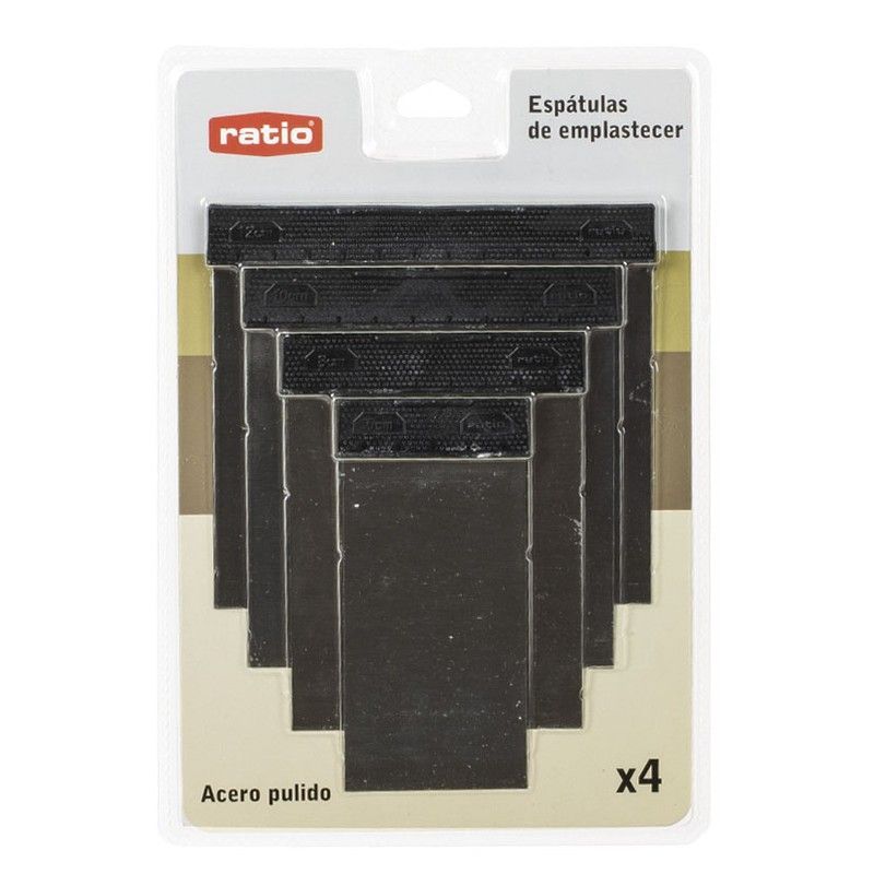 Espátula carrocero RATIO. Espatula Carrocero Acero  4 Piezas Ratio